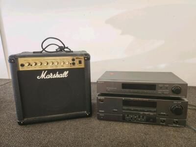 Marshall MG15DFX Guitar Amp(unable to test), Sony ST-JX205 FM/AM Tuner(unable to test) & Surround Receiver (tested) Bundle