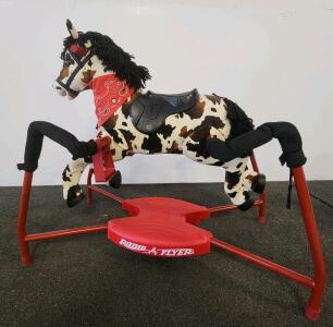 Radio Flyer Blaze Interactive Spring Riding Horse with Sounds, Brown/White Cow Pattern