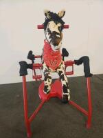 Radio Flyer Blaze Interactive Spring Riding Horse with Sounds, Brown/White Cow Pattern - 2