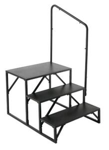 3-Step Black Steel Stage Platform Stairs with Handrail, 36" Wide, New in Box (Shelf G)