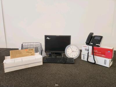 Lenovo ThinkVision LT2013s 19.5" Monitor (tested) with Cherry G83-6104 Wired Keyboard (tested)& Other Office Supplies Lot