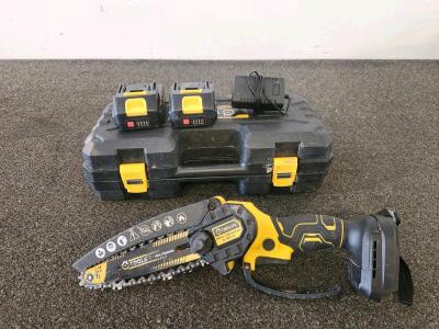TOOLIFE 6-Inch Cordless Mini Chainsaw (tested) Kit with 2 Batteries and Case