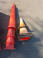 Construction Lot: 22'x11' Tarp, 6 Orange Traffic Cones, 2 Styrofoam Coolers, Used Condition - 2