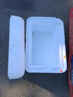 Construction Lot: 22'x11' Tarp, 6 Orange Traffic Cones, 2 Styrofoam Coolers, Used Condition - 3