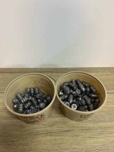 .38/.357 Caliber Semi-Wadcutter Lead Bullets, Approx. 50-70 Count, 44 Caliber Cast Lead Bullets, 0.430" Diameter, Round Nose, Approx. 25 Ct, Hand Cast, Lubed