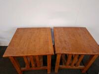 Mission Style Solid Wood End Tables Pair, 22" x 22" x 24", Brown Finish - 2