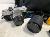 Working Minolta SR-T 101 35mm SLR Kit w/ MC Rokkor 58mm f/1.4 Lens, Flash, Manuals, Case, Accessories - 2