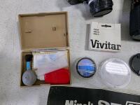 Working Minolta SR-T 101 35mm SLR Kit w/ MC Rokkor 58mm f/1.4 Lens, Flash, Manuals, Case, Accessories - 5