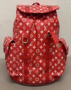 Louis Vuitton Christopher PM Monogram Giant Backpack Red/White Canvas, Limited Edition, Gold Hardware (Unable To Authenticate)