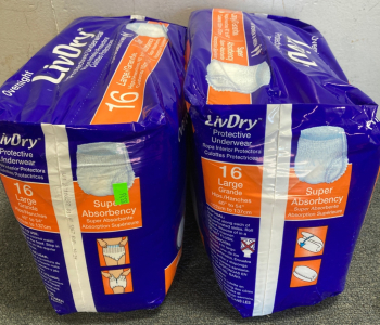 (2) Packs of Liv Dry Protective Underwear - Size: Large