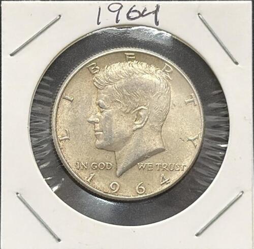 1964 Kennedy Half Dollar, 90% Silver, Circulated, U.S. Coin, 12.50g, 30.61mm