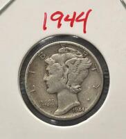 (2) 1944 Mercury Dimes (Silver, Winged Liberty Head), Philadelphia Issue, Circulated, 2x2 Holder - 4