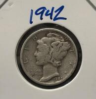 1941-D and 1942-S Mercury Dimes, 90% Silver, Adolph Weinman Design, Circulated - 4