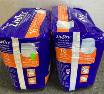 (2) Packs of Liv Dry Protective Underwear size: Large