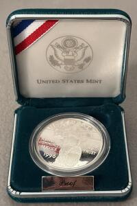 1996 National Community Service Proof Silver Dollar, U.S. Mint, COA & Original Packaging