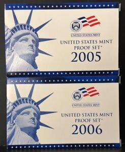 2005 & 2006 US Mint Proof Sets &ndash; Complete with Original Packaging and COAs (20) Coins Total