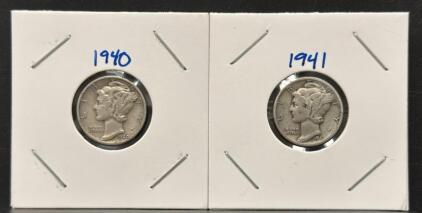 1940 & 1941 Mercury Dimes &ndash; 90% Silver, Denver & Likely Philadelphia Mints