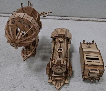 UGEARS V-Express Steam Train with Tender &ndash; Fully Assembled Mechanical Wooden Model Kit