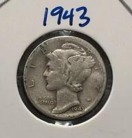 1942 & 1943 Mercury Dimes, 90% Silver, Philadelphia Mint - 4