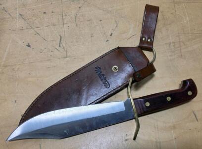 Western W49 Bowie Knife with 9.5" Carbon Steel Blade and Leather Sheath