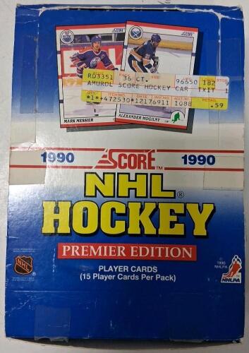 1990 Score NHL Hockey Premier Edition Box &ndash; Mark Messier, Modano, Rookie Cards, 36 Packs