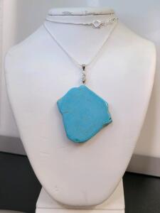 100ct Turquoise Free-form Slab 24" Necklace
