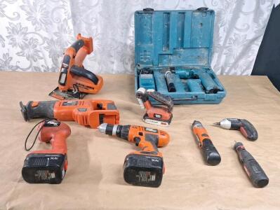 Lot Of (9) Assorted Cordless Tools