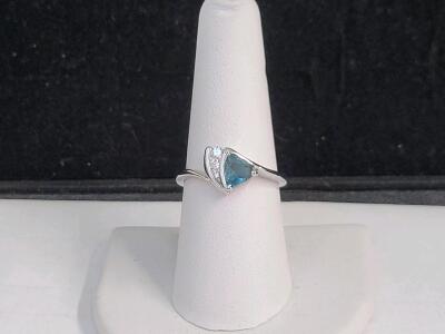 Aquamarine Gemstone Faceted .925 Ring, Size 8