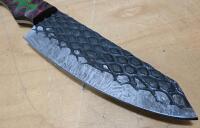 Custom Full Tang Fixed-Blade Knife, 5" Patterned Carbon Steel, Layered G10 Handle, Unique Finish - 2