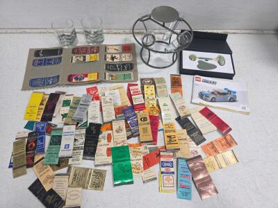 Vintage Advertising Matchbook Collection, Centerpiece Flower Vase, Jade Roller