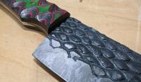 Custom Handmade Chef Knife &ndash; 6" Hammered Blade, Full Tang, Multicolor Micarta Handle - 3