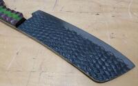 Custom Cleaver-Style Chef Knife, Forged Textured Blade, Green/Black Zigzag Resin Handle, Full Tang - 2