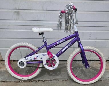 Huffy Sea Star 18" Kids' Bike, Purple, Single Speed, Coaster Brake, Training Wheels