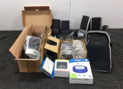 (6) Pairs of Computer Speakers, USB Supercharger, Scout Badges, Mini Speaker