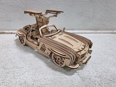 UGEARS Classic Car Model 300SL Style, Wooden Mechanical Kit, Assembled, Working Gullwing Doors