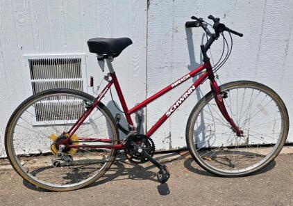 Schwinn Mirada Hybrid/Comfort Bike, 18-Speed, Red Steel Frame, 27" Wheels, Vintage Era