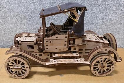 UGEARS Retro Car UGR-T Model T, Fully Assembled Mechanical Wooden Model Kit