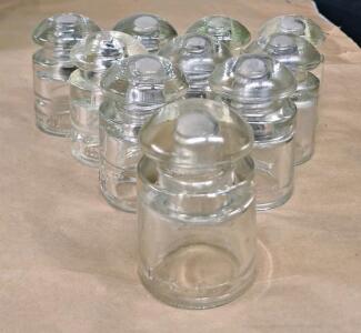 Lot Of (10) Clear Glass C.S.C. Hemingray Insulators