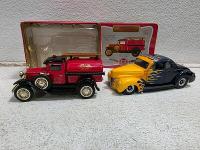 Sinclair Model A Pumper Die-Cast Coin Bank 1/25 Scale w/ Box & Custom Hot Rod Coupe Flame Model