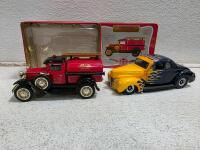 Sinclair Model A Pumper Die-Cast Coin Bank 1/25 Scale w/ Box & Custom Hot Rod Coupe Flame Model