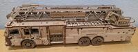 WoodTrick Rescue Firetruck 3D Wooden Model, Fully Assembled, Spring Motor, Extendable Ladder