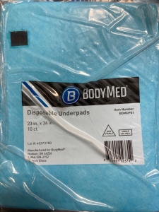 (1) Box of 10-ct Disposable Underpads