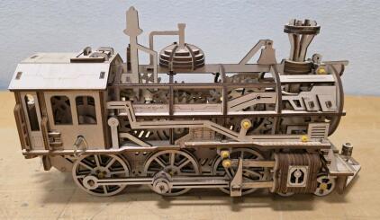 ROKR LK701 Mechanical Wooden Locomotive Model Kit &ndash; Assembled, Wind-Up Motion