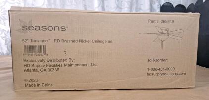 (1) Seasons Torrance 52 In. Brushed Nickel 5 Blade LED Ceiling Fan,