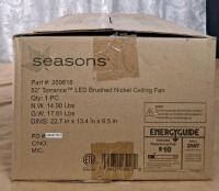 (1) Seasons Torrance 52 In. Brushed Nickel 5 Blade LED Ceiling Fan, - 2