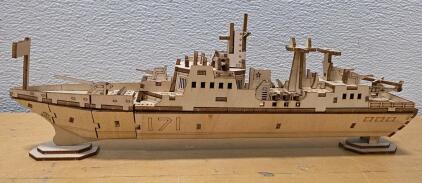 Assembled Wooden Model of Chinese Type 052C Destroyer "Haikou" with Display Stand