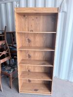 5-Shelf Standard Bookshelf, Light Brown Wood Grain Finish, 70" x 35" x 13"