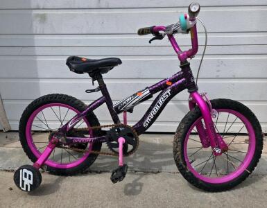 Dynacraft Starburst 16" Kids Bike, Purple/Pink, with Training Wheels