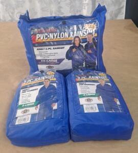 (1) Stearns 2-Piece Adult PVC/Nylon Rainsuit, XXL & (2) Stearns 2-Piece Adult PVC Rainsuits, Both XL