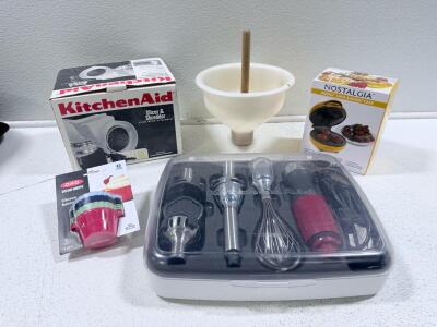 KitchenAid Mixer Attachment, Hand Blender, Nostalgia Cake Maker, OXO Baking Cups Kitchen Bundle
